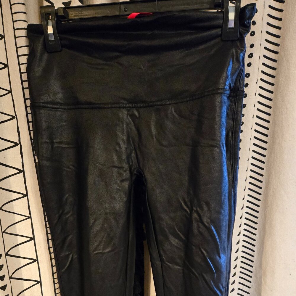 Spanx Black Faux Leather Leggings XL